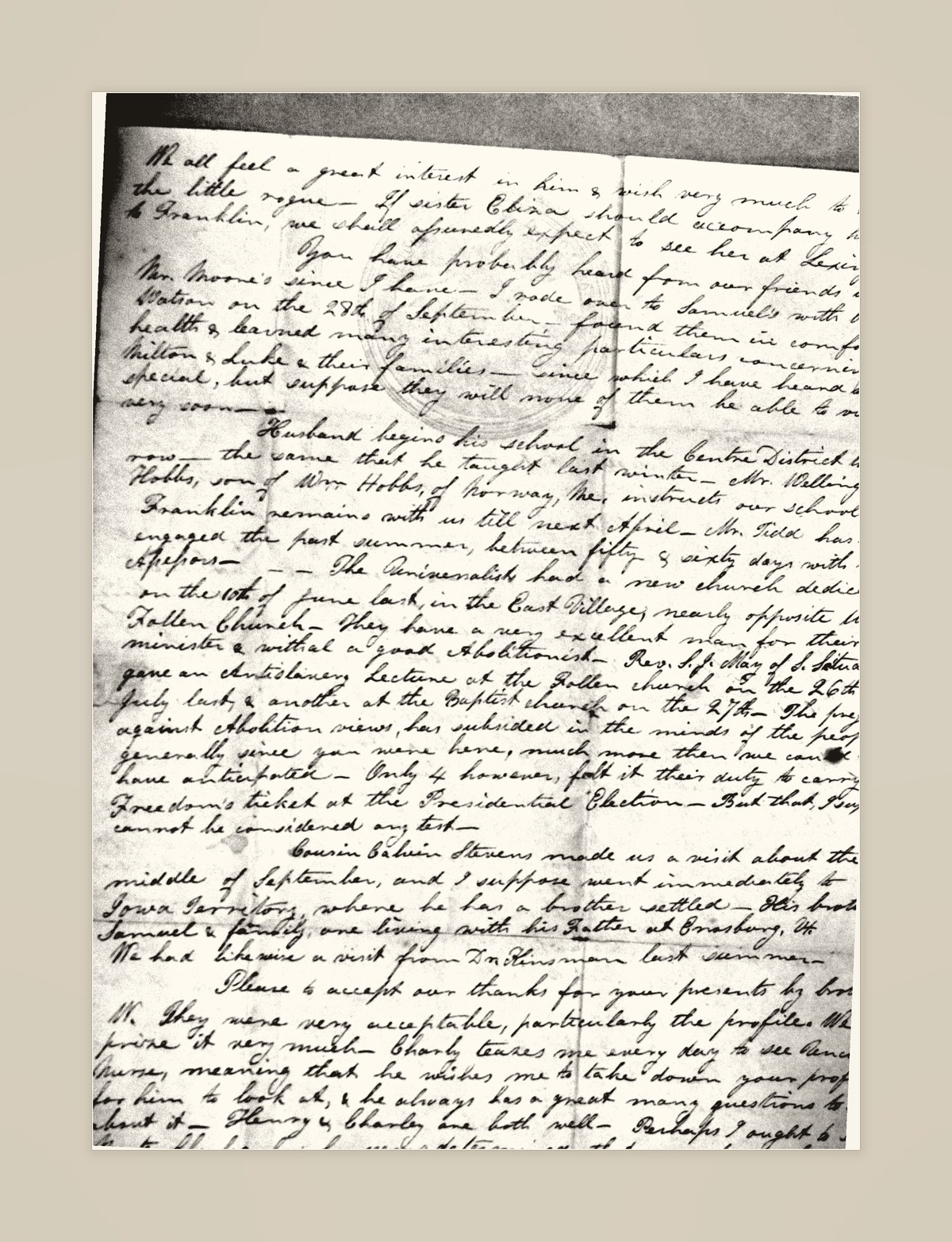The 1840 letter, page 2