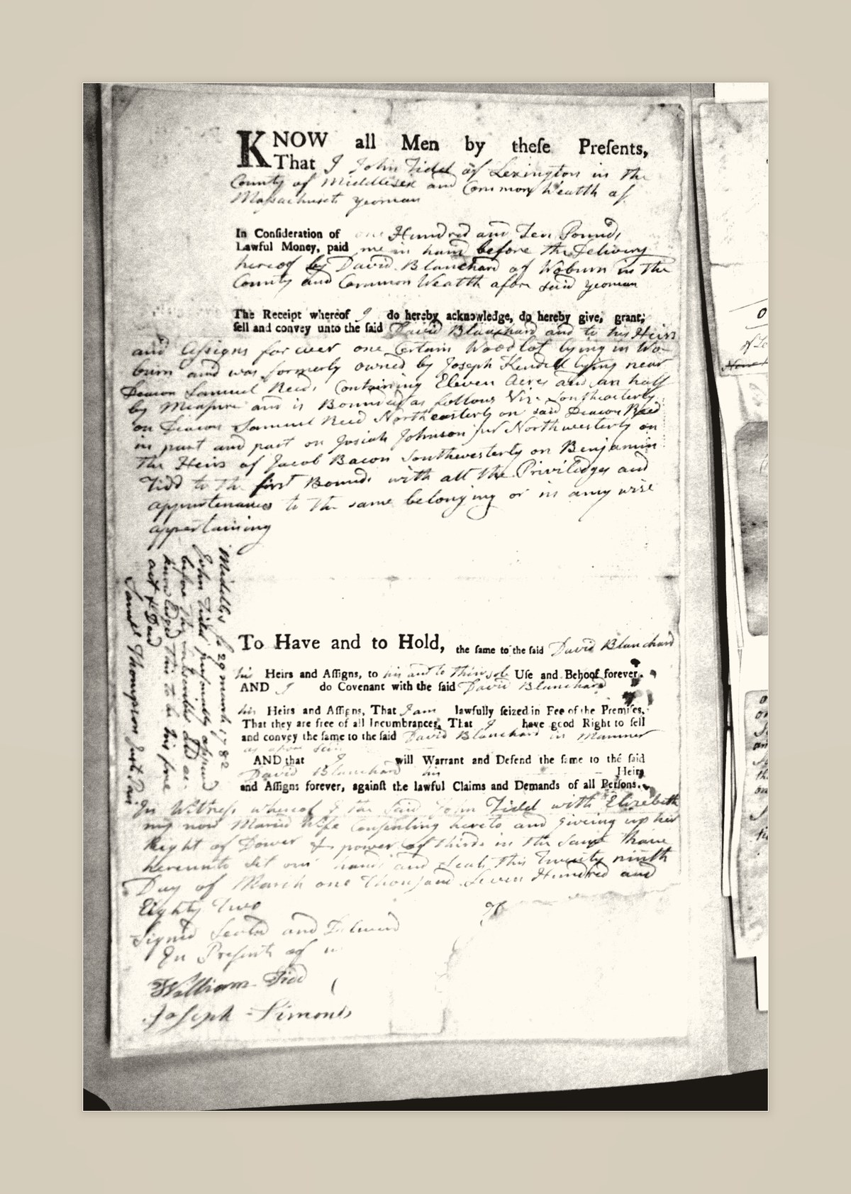 1782 deed of John Tidd