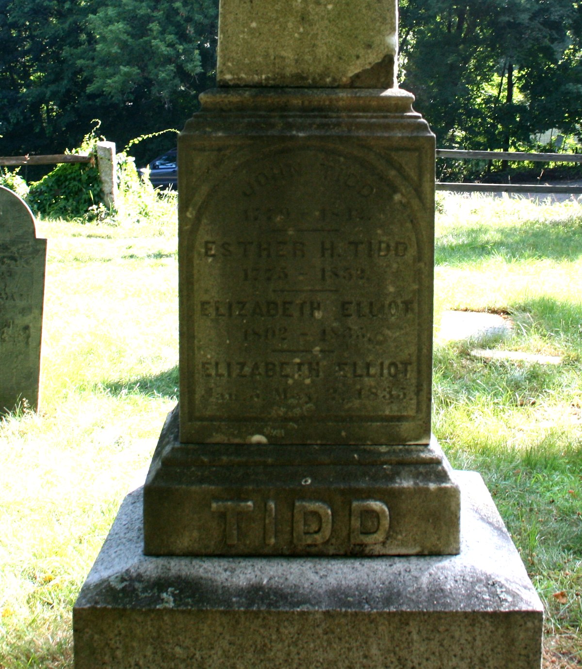 The TIDD family obelisk: John Tidd 1779-1842 and Esther H. Tidd