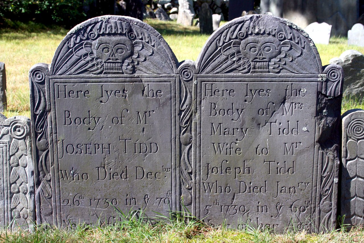 Double headstone of Joseph and Mary Tidd, 1730