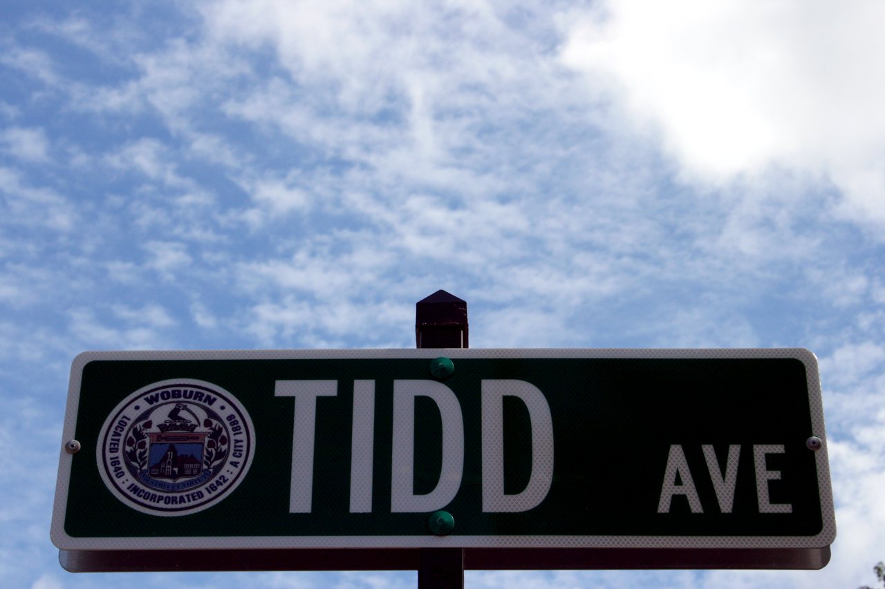 Tidd Avenue street sign in Woburn